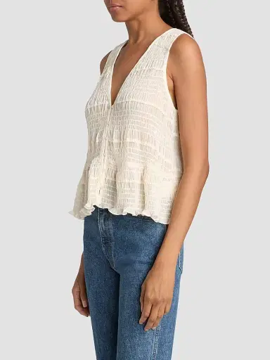 Ramy Brook Women's Elise Sequined Smocked Top - Bone Chiffon - Size XXL | Thumbnail 4