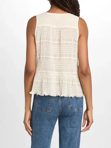 Ramy Brook Women's Elise Sequined Smocked Top - Bone Chiffon - Size XXL | Thumbnail 5