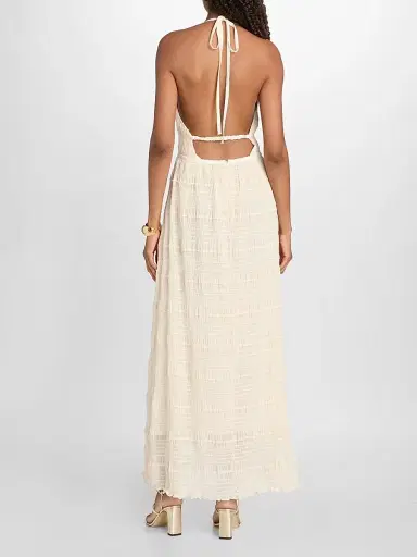 Ramy Brook Women's Hazel Halterneck Embellished Maxi Dress - Bone Chiffon - Size 12 | Thumbnail 5