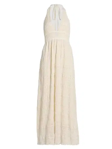 Ramy Brook Women's Hazel Halterneck Embellished Maxi Dress - Bone Chiffon - Size 12 | Thumbnail 1
