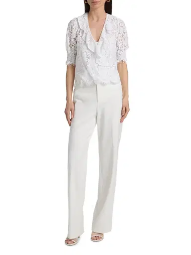 Generation Love Women's Lulu Lace Cascade Blouse - White - Size Large | Thumbnail 2