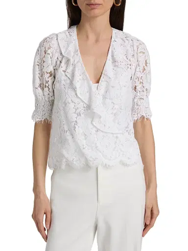Generation Love Women's Lulu Lace Cascade Blouse - White - Size Large | Thumbnail 3