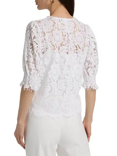 Generation Love Women's Lulu Lace Cascade Blouse - White - Size Large | Thumbnail 5
