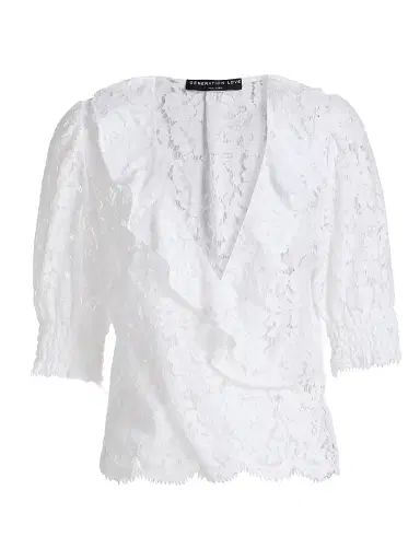 Generation Love Women's Lulu Lace Cascade Blouse - White - Size Large | Thumbnail 1