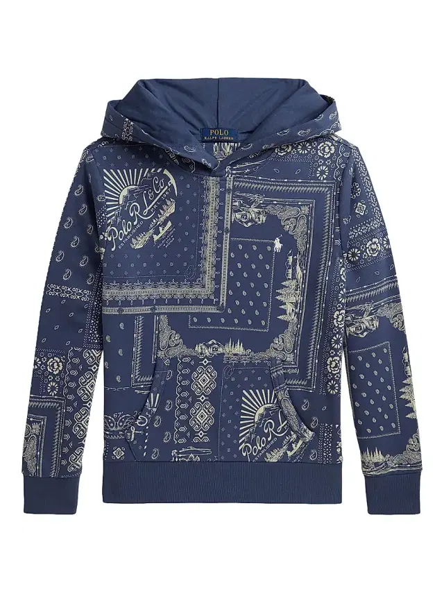 Polo Ralph Lauren Boy's Logo Bandana Print Hoodie - Anglers Bandana Patchwork