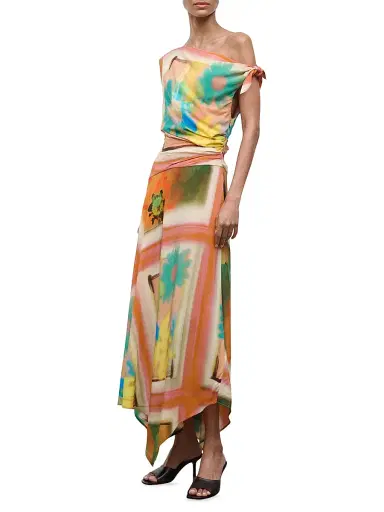 Staud Women's Portia Off-The-Shoulder Maxi Dress - Superbloom Scarf - Size 12 | Thumbnail 3