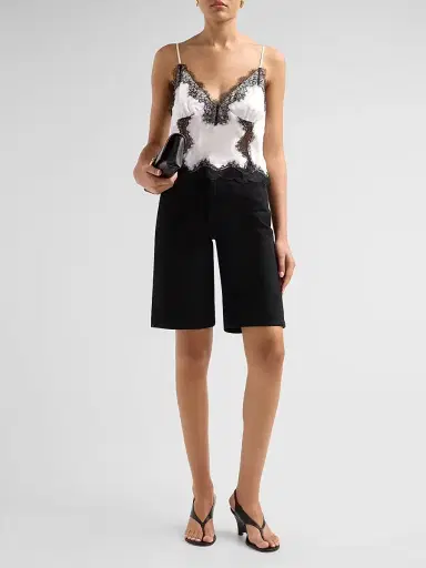 L'Agence Women's Kimber Lace-Detail Camisole - White Black - Size Large | Thumbnail 2 L'Agence Women's Kimber Lace-Detail Camisole - White Black - Size Large | Thumbnail 2