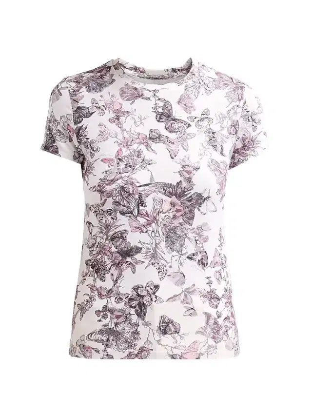 Women's Ressi Butterfly Crewneck T-Shirt - Vintage White Watercolor