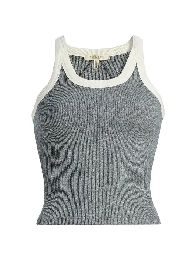 Women's The Essential Rib-Knit Cotton-Blend Tank - Heather Grey