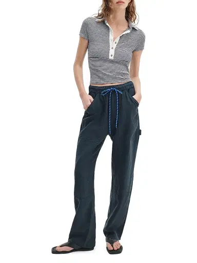 rag & bone Women's The Knit Striped Polo Shirt | Thumbnail 2