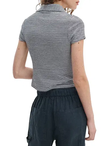 rag & bone Women's The Knit Striped Polo Shirt | Thumbnail 5