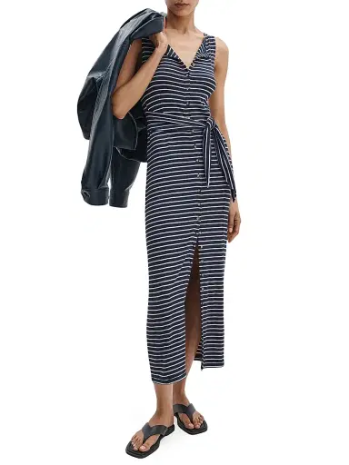 rag & bone Women's The Knit Tie-Waist Striped Maxi Dress - Salute Multi - Size Large | Thumbnail 2