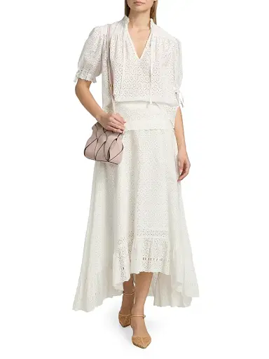 Ulla Johnson Women's Violetta High-Low Cotton A-Line Midi-Skirt | Thumbnail 2