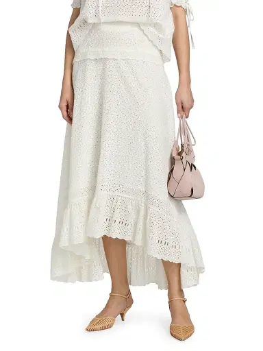 Ulla Johnson Women's Violetta High-Low Cotton A-Line Midi-Skirt | Thumbnail 3