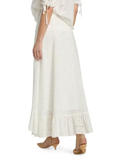 Ulla Johnson Women's Violetta High-Low Cotton A-Line Midi-Skirt | Thumbnail 5