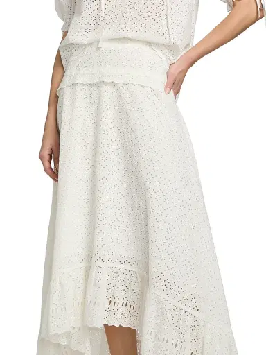 Ulla Johnson Women's Violetta High-Low Cotton A-Line Midi-Skirt | Thumbnail 6