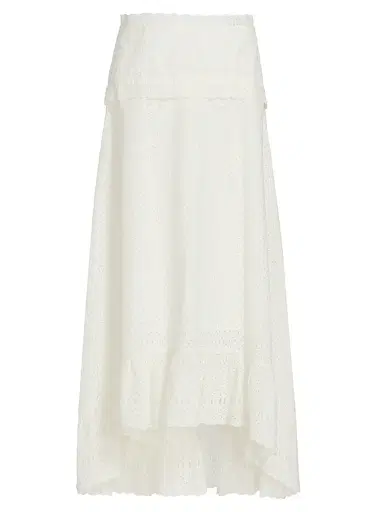 Ulla Johnson Women's Violetta High-Low Cotton A-Line Midi-Skirt | Thumbnail 1