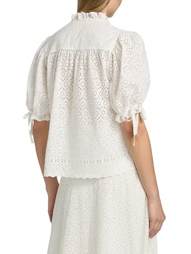 Ulla Johnson Women's Aloutte Eyelet Cotton Top - Pristine | Thumbnail 5
