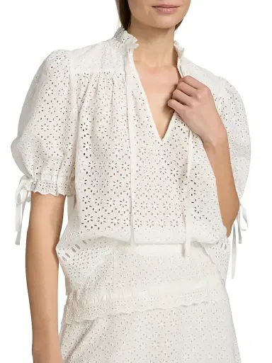 Ulla Johnson Women's Aloutte Eyelet Cotton Top - Pristine | Thumbnail 6