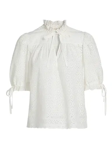 Ulla Johnson Women's Aloutte Eyelet Cotton Top - Pristine | Thumbnail 1