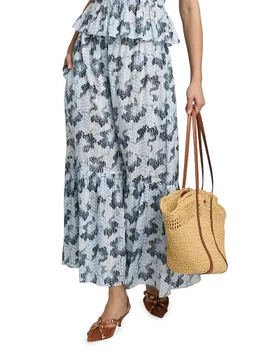 Ulla Johnson Women's Olina Printed Cotton A-Line Maxi Skirt - Ciel | Thumbnail 3 Ulla Johnson Women's Olina Printed Cotton A-Line Maxi Skirt - Ciel | Thumbnail 3
