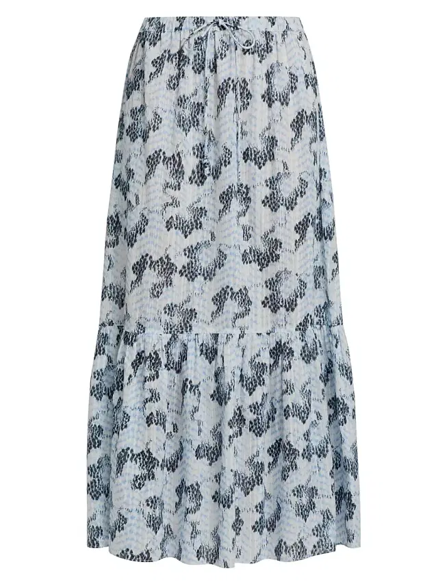 Ulla Johnson Women's Olina Printed Cotton A-Line Maxi Skirt - Ciel