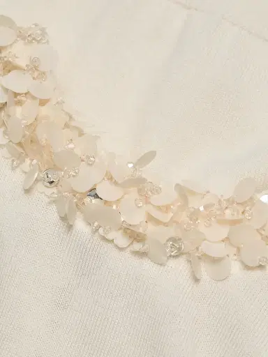 Ulla Johnson Women's Jude Embellished-Trim Merino Wool Short-Sleeve Top - Pearled Ivory - Size XL | Thumbnail 7 Ulla Johnson Women's Jude Embellished-Trim Merino Wool Short-Sleeve Top - Pearled Ivory - Size XL | Thumbnail 7