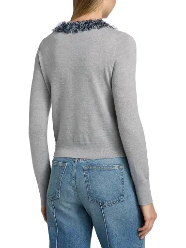 Ulla Johnson Women's Anna Embellished-Collar Merino Wool Cardigan - Ash - Size Large | Thumbnail 5