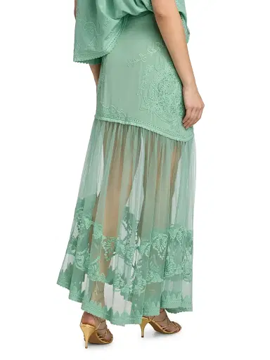 Ulla Johnson Women's Elspeth Floral-Embroidered Sheer Silk Midi-Skirt - Arctic - Size 12 | Thumbnail 5 Ulla Johnson Women's Elspeth Floral-Embroidered Sheer Silk Midi-Skirt - Arctic - Size 12 | Thumbnail 5