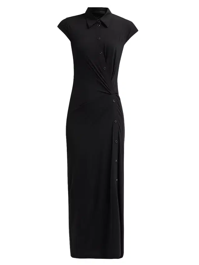 Helmut Lang Women's Twisted Front Jersey A-Line Maxi Dress - Black