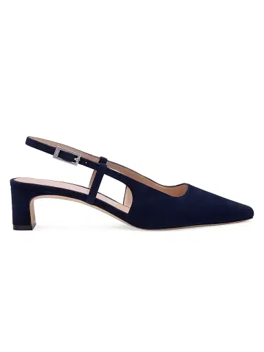 Stuart Weitzman Women's Baby Babette 40MM Suede Slingback Pumps - Nice Blue - Size 9.5 | Thumbnail 1 Stuart Weitzman Women's Baby Babette 40MM Suede Slingback Pumps - Nice Blue - Size 9.5 | Thumbnail 1