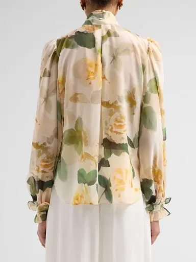 Ungaro Women's Odessa Floral Lace-Trimmed Blouse - Ecru Multi - Size XL | Thumbnail 3
