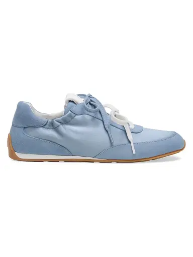 Stuart Weitzman Women's Bond Ruche Suede & Satin Sneakers | Thumbnail 1