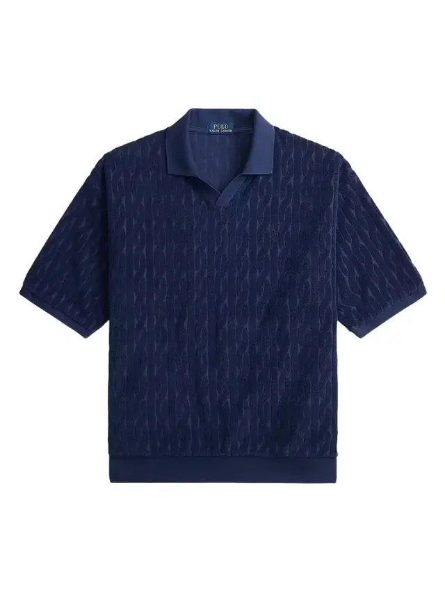 Polo Ralph Lauren Men's Cable-Knit Terry Collared Shirt - Newport Navy