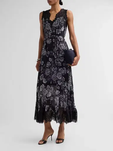 Kobi Halperin Women's Liora Floral Midi Dress - Black Multi - Size XL | Thumbnail 4 Kobi Halperin Women's Liora Floral Midi Dress - Black Multi - Size XL | Thumbnail 4