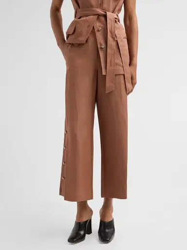 Kobi Halperin Women's Remi Button-Cuff Linen-Blend Pants | Thumbnail 4