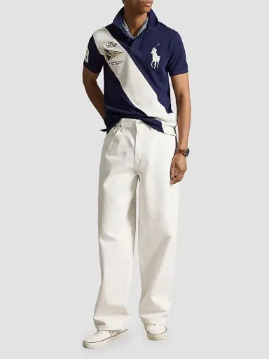 Polo Ralph Lauren Men's Custom Slim-Fit Big Pony Mesh Polo Shirt - Newport Navy Nevis | Thumbnail 2