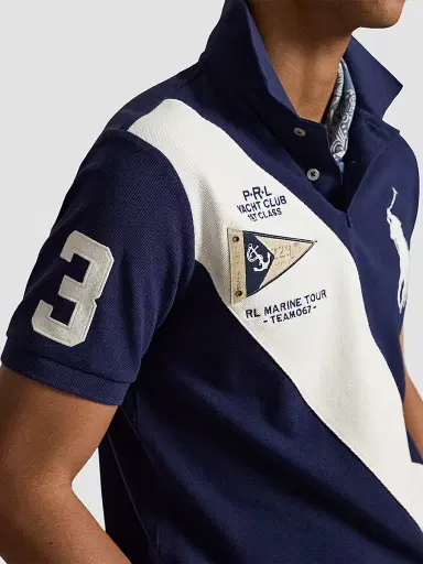 Polo Ralph Lauren Men's Custom Slim-Fit Big Pony Mesh Polo Shirt - Newport Navy Nevis | Thumbnail 5