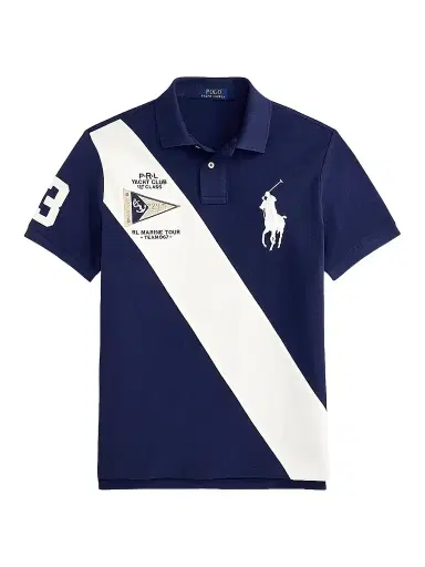 Polo Ralph Lauren Men's Custom Slim-Fit Big Pony Mesh Polo Shirt - Newport Navy Nevis | Thumbnail 1