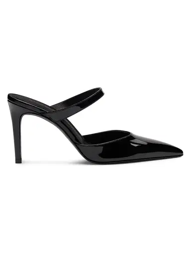 Stuart Weitzman Women's Stuart Power 85MM Patent Leather Stiletto Mules - Black - Size 9.5 | Thumbnail 1 Stuart Weitzman Women's Stuart Power 85MM Patent Leather Stiletto Mules - Black - Size 9.5 | Thumbnail 1
