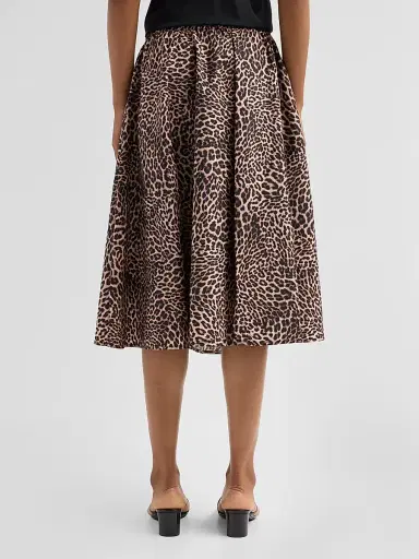 Kobi Halperin Women's Violet Leopard Linen-Blend Midi Skirt | Thumbnail 3