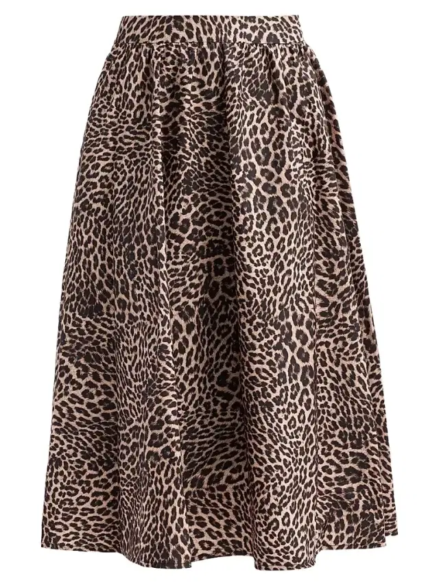 Kobi Halperin Women's Violet Leopard Linen-Blend Midi Skirt - Natural Multi
