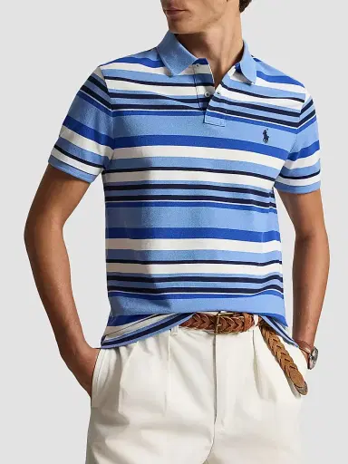 Polo Ralph Lauren Men's Striped Stretch-Cotton Knit Polo Shirt | Thumbnail 4 Polo Ralph Lauren Men's Striped Stretch-Cotton Knit Polo Shirt | Thumbnail 4