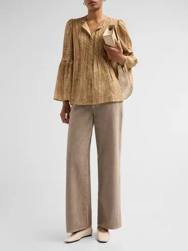 Kobi Halperin Women's Joey Paisley Cotton-Silk Blouse - Ecru Multi - Size XL | Thumbnail 2