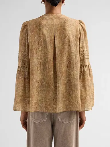 Kobi Halperin Women's Joey Paisley Cotton-Silk Blouse - Ecru Multi - Size XL | Thumbnail 3