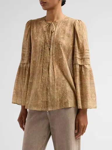 Kobi Halperin Women's Joey Paisley Cotton-Silk Blouse - Ecru Multi - Size XL | Thumbnail 4