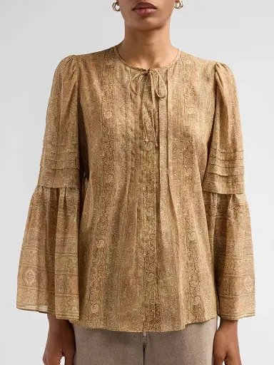 Kobi Halperin Women's Joey Paisley Cotton-Silk Blouse - Ecru Multi - Size XL | Thumbnail 5