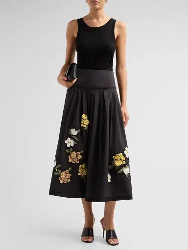 Ungaro Women's Lindsey Embroidered Midi Skirt - Black - Size 16 | Thumbnail 2 Ungaro Women's Lindsey Embroidered Midi Skirt - Black - Size 16 | Thumbnail 2