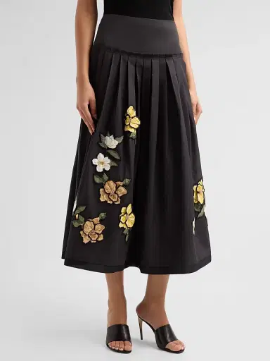 Ungaro Women's Lindsey Embroidered Midi Skirt - Black - Size 16 | Thumbnail 4 Ungaro Women's Lindsey Embroidered Midi Skirt - Black - Size 16 | Thumbnail 4