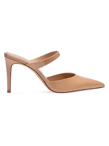 Stuart Weitzman Women's Stuart Power 85MM Patent Leather Stiletto Mules | Thumbnail 1 Stuart Weitzman Women's Stuart Power 85MM Patent Leather Stiletto Mules | Thumbnail 1